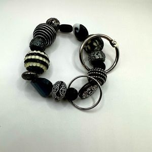 Black and white keychain/wristlet